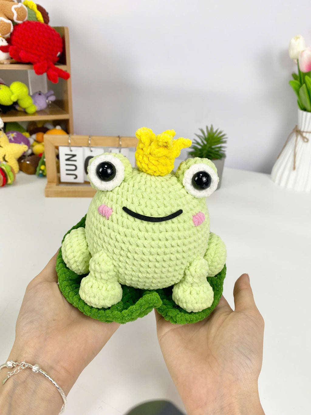 Frog Prince Crochet Pattern PDF, Amigurumi Royal Frog On Lily Pad, Cute Frog Plush Toy Tutorial For Beginners