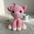 Pig Crochet Pattern PDF – Cute Amigurumi Pig with Bow, Plush Pig Toy Pattern