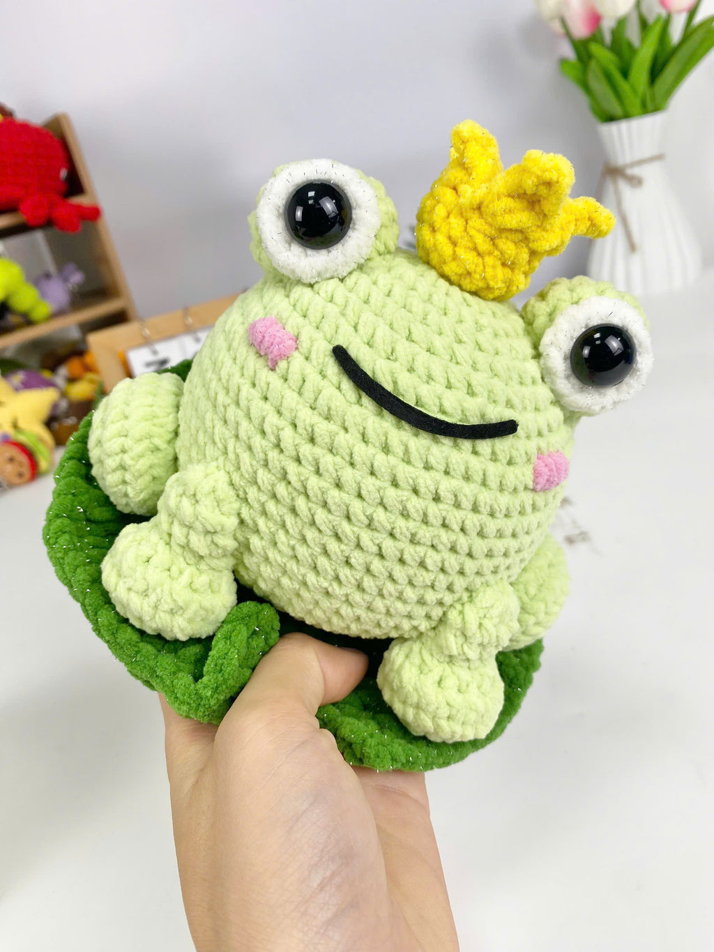 Frog Prince Crochet Pattern PDF, Amigurumi Royal Frog On Lily Pad, Cute Frog Plush Toy Tutorial For Beginners