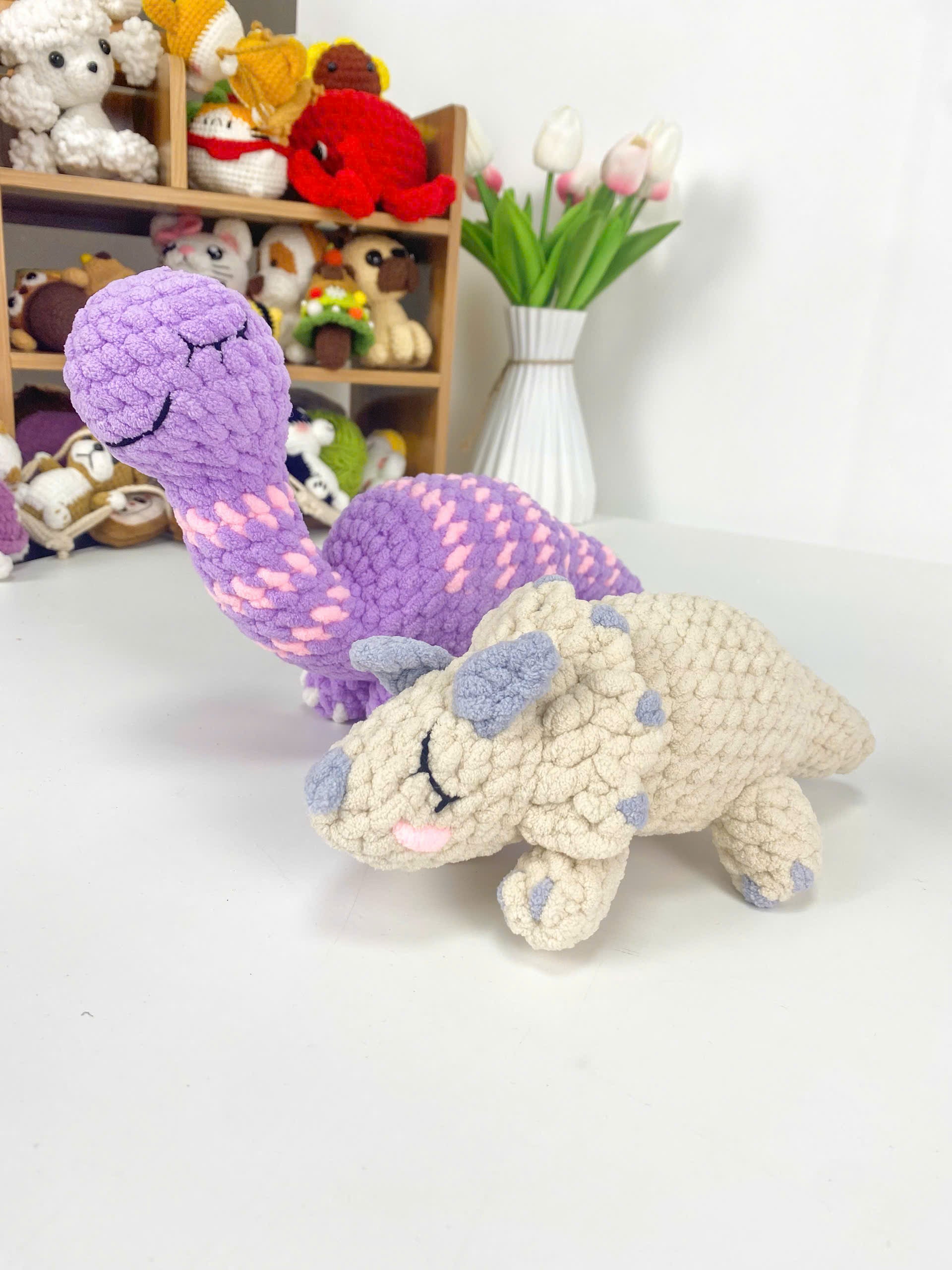 Purple Dragon Amigurumi Crochet Pattern: Triceratops Dinosaur (PDF Pattern)
