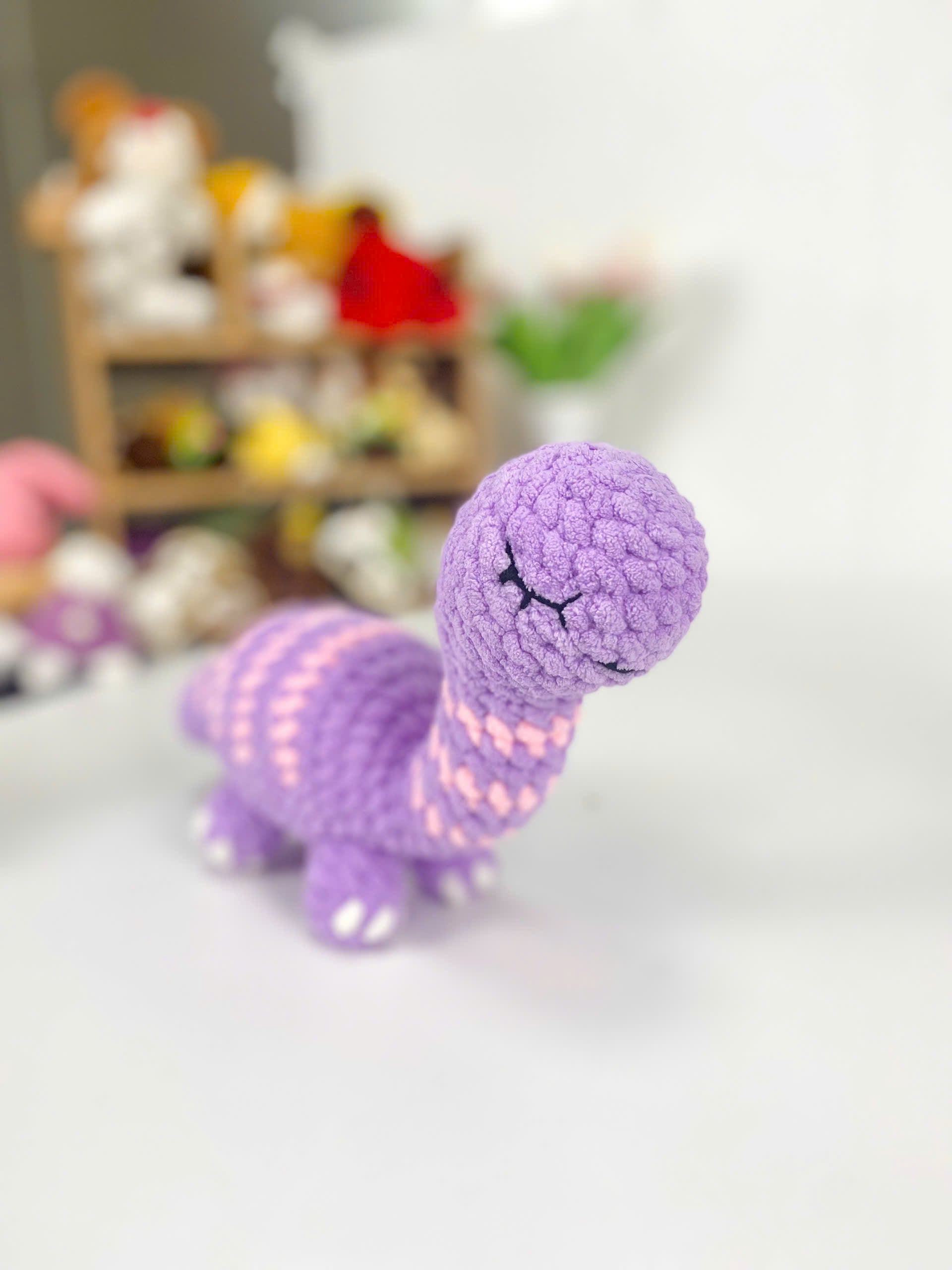 Purple Dragon Crochet Pattern: Amigurumi Dinosaur PDF Tutorial