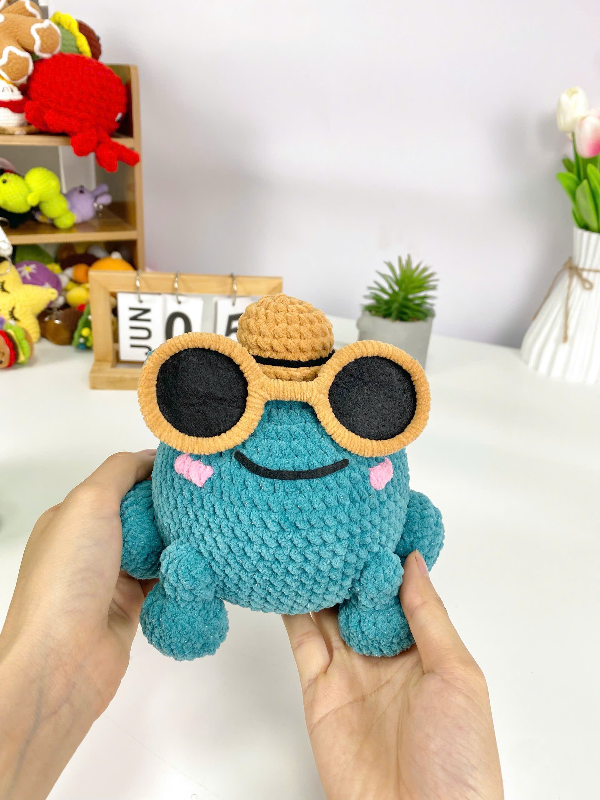 Crochet Sunglasses Frog Pattern: Amigurumi Plush Toy (PDF Pattern)