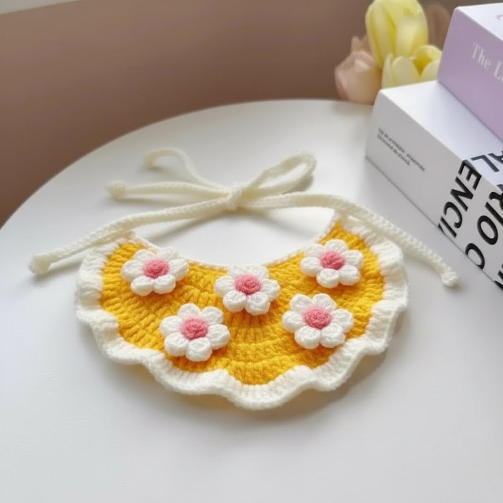 Crochet Cat Collar Pattern PDF, Sunny Daisy Pet Bib Tutorial, Cute Floral Cat Accessory DIY Gift