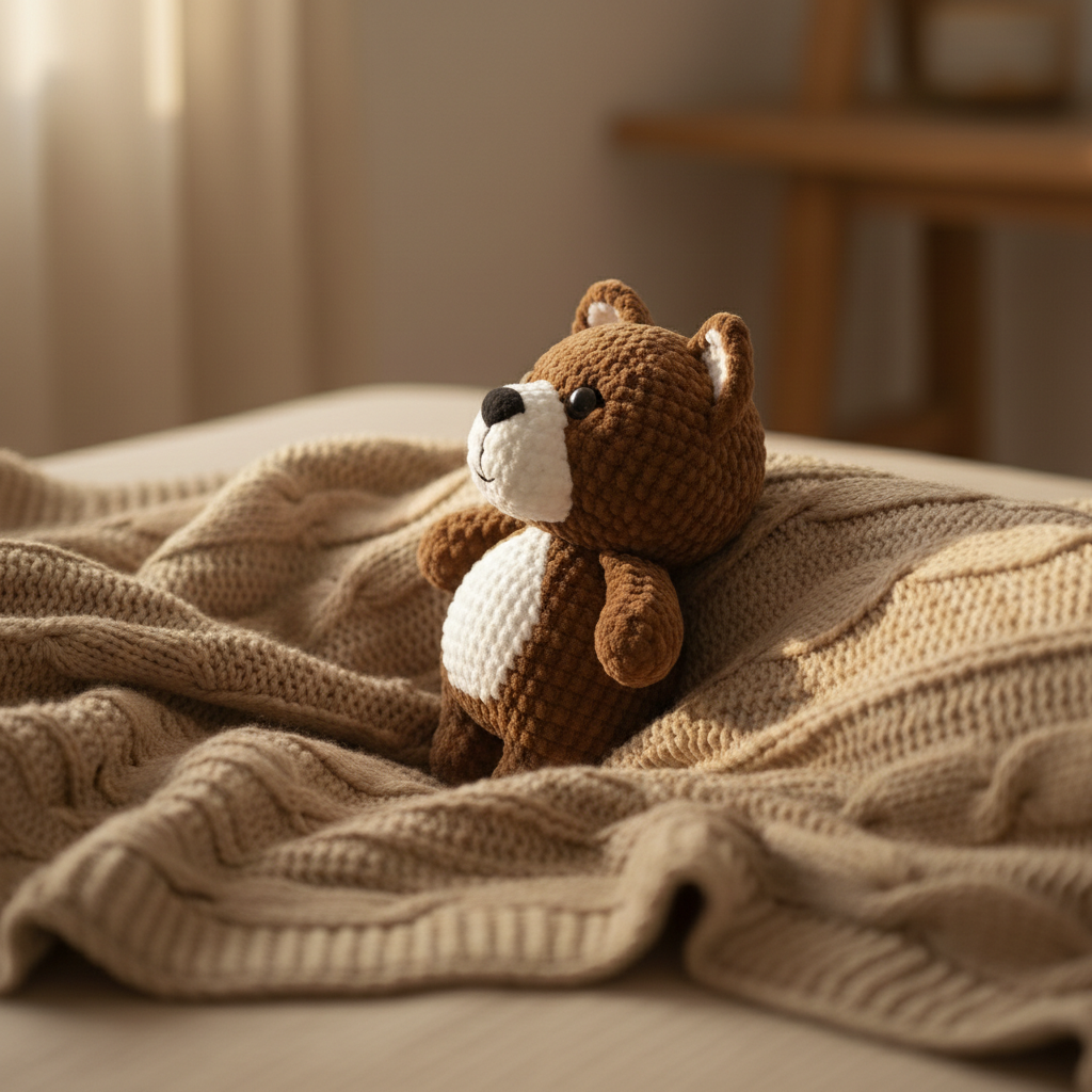 Crochet Dog Pattern PDF, Brown and White Puppy Amigurumi