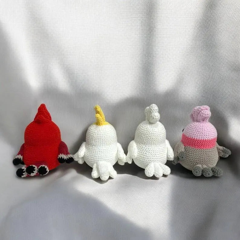 Crochet Bird Plushie Patterns: Cardinal, Bluebird, Goldfinch (PDF)