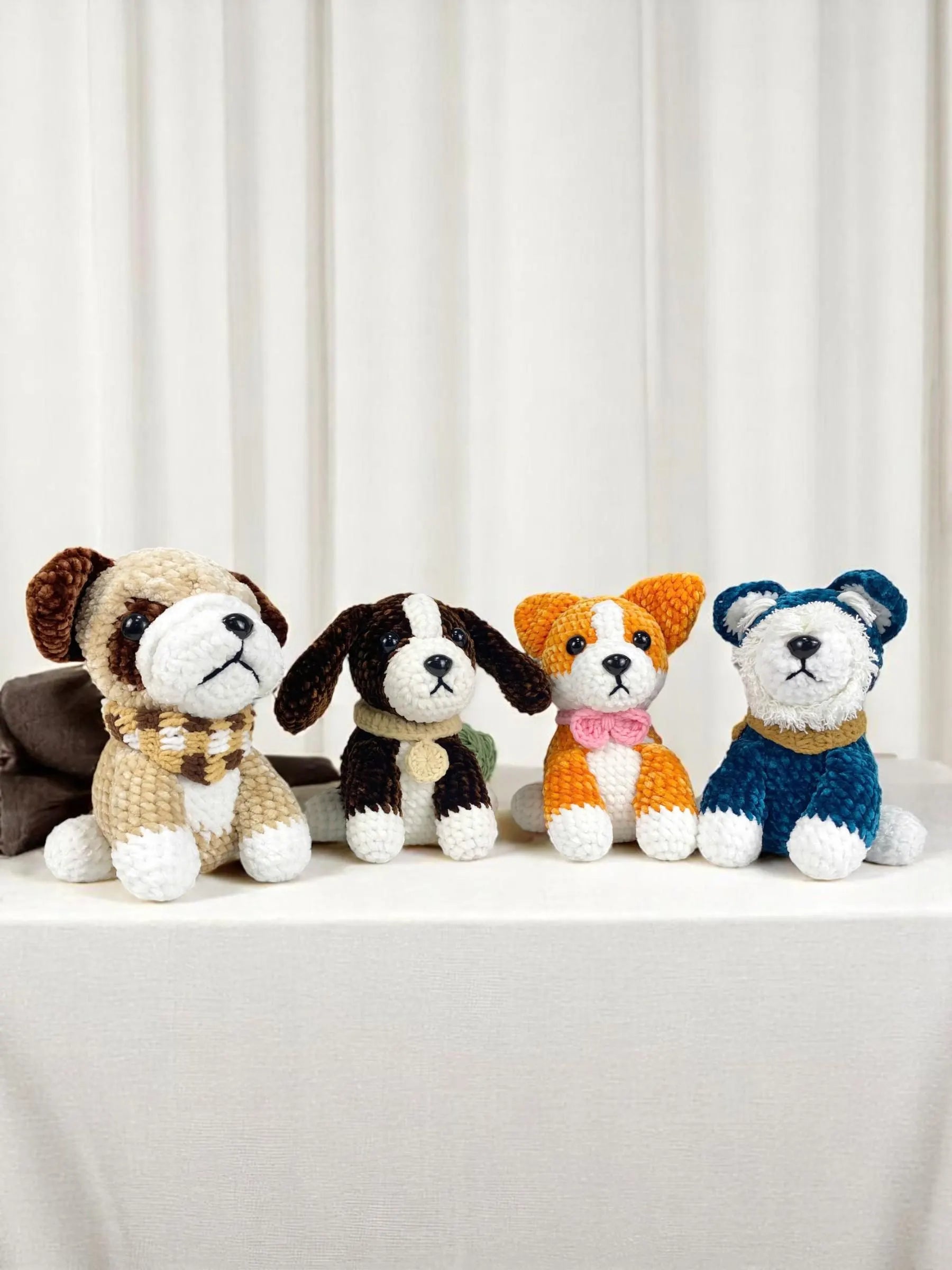 Amigurumi Dog Crochet Pattern Bundle: Corgi, Terrier, Beagle, Bulldog (PDF)