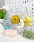 Weather Keychain Crochet Pattern: Sun, Moon, Star, Cloud (PDF)