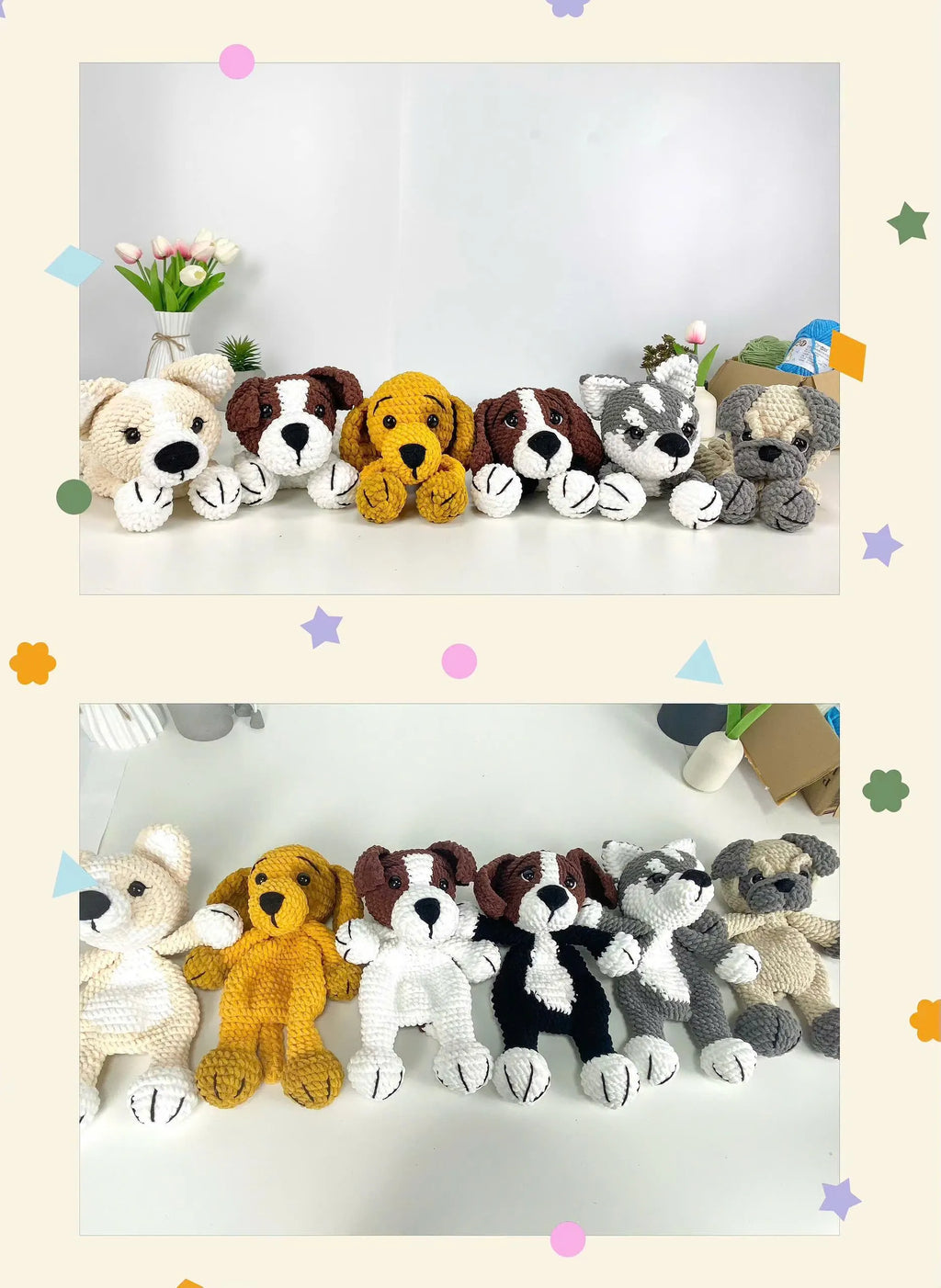 Dog Snuggler Crochet Pattern PDF Bundle: Amigurumi Plush Toy Set (Digital File)