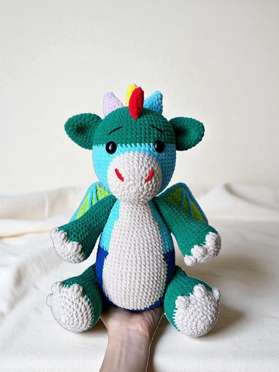 Rainbow Dragon Crochet Pattern PDF: Amigurumi Plush Toy Tutorial