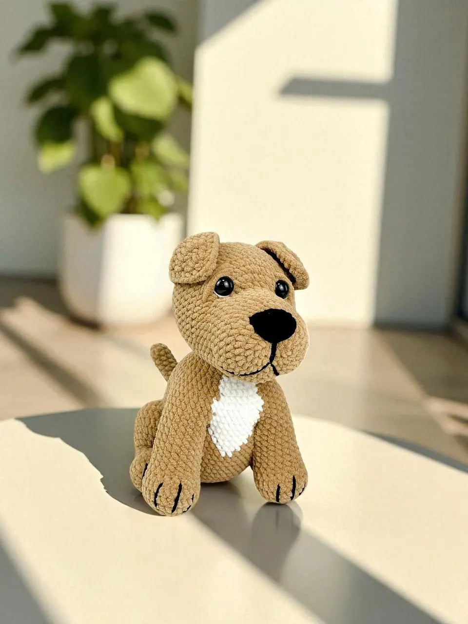 Digital Crochet Pattern, Cream Pitbull Amigurumi PDF