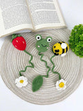Crochet Bookmark Patterns – Bee, Frog, Strawberry (PDF)