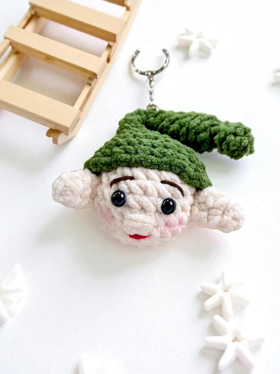 Holiday Crochet Keychain Patterns – Santa, Reindeer, Snowman, Elf (PDF Pattern)