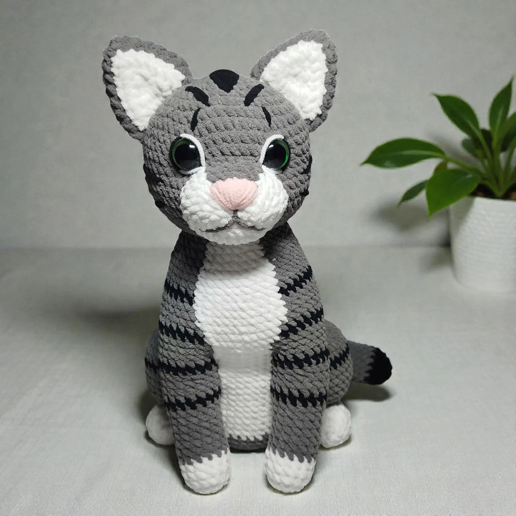 Grey Tabby Cat Crochet Pattern, Easy Amigurumi (PDF Pattern)