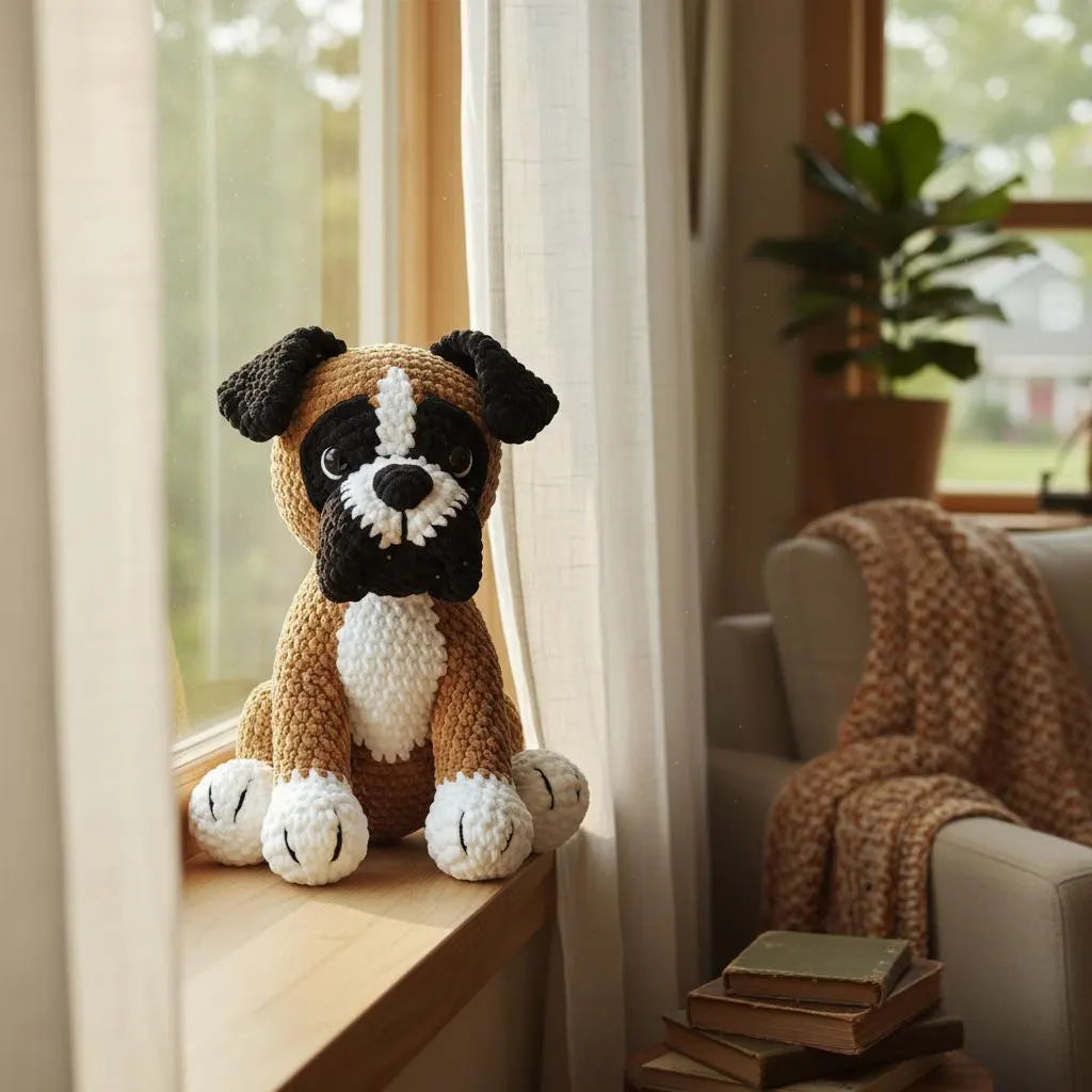 Amigurumi Boxer Dog Crochet Pattern, Puppy Plush Toy (PDF Pattern)