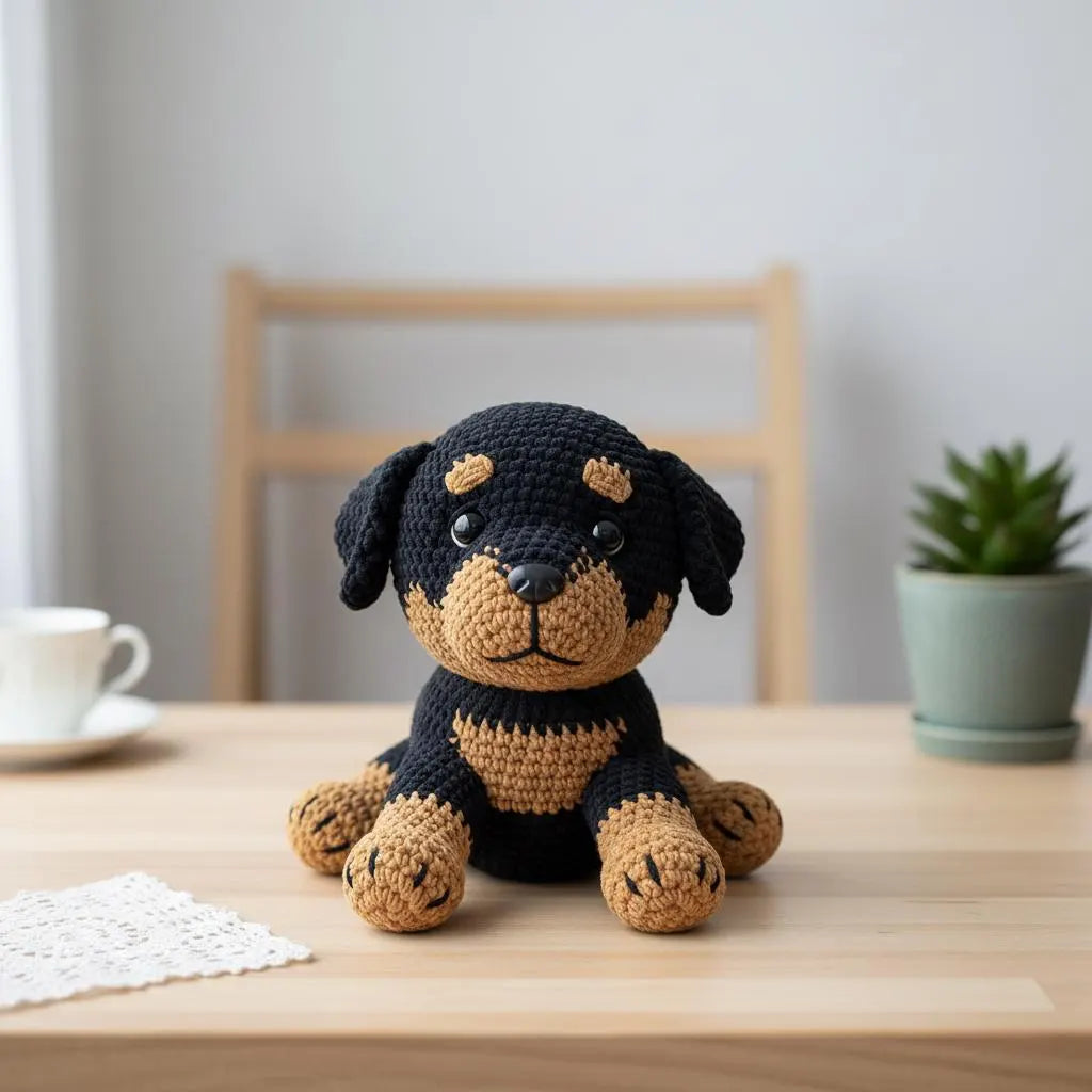 Rottweiler Puppy Crochet Pattern, Amigurumi Plush Toy (PDF Pattern)