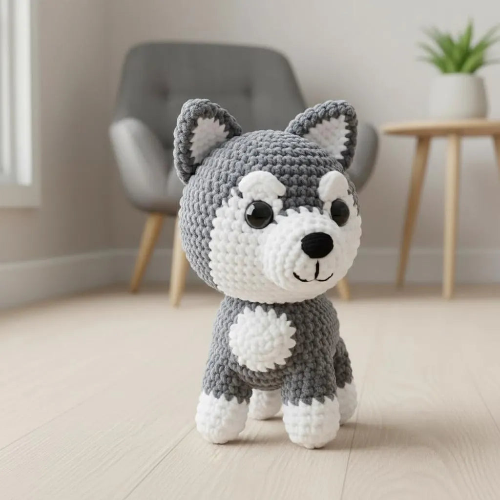 Crochet Husky Dog Amigurumi Pattern, Easy Beginner Puppy (PDF Pattern)