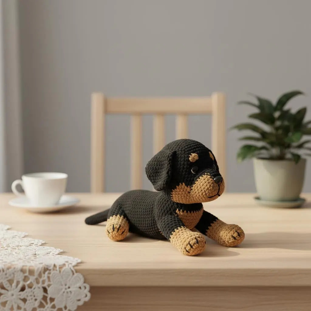 Rottweiler Puppy Crochet Pattern, Amigurumi Plush Toy (PDF Pattern)