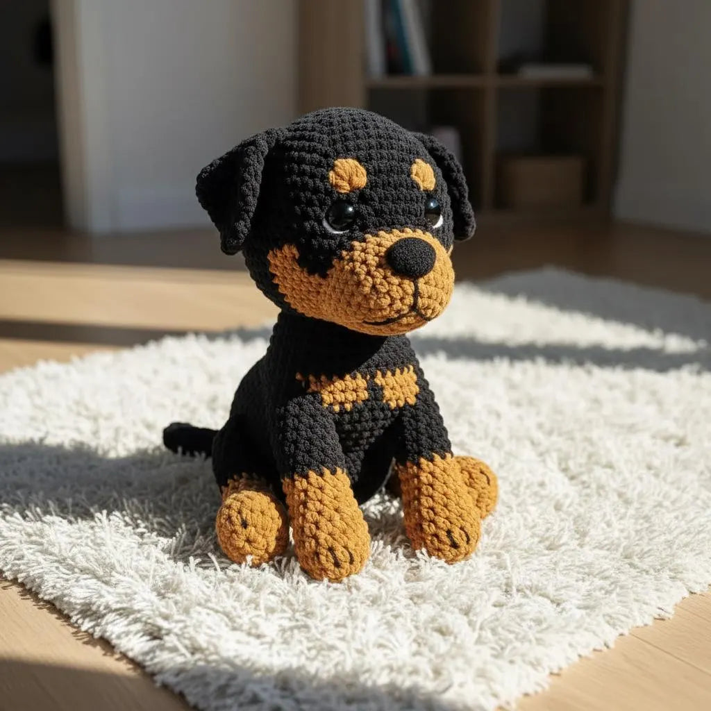 Rottweiler Crochet Pattern, Amigurumi Dog Toy (PDF Pattern