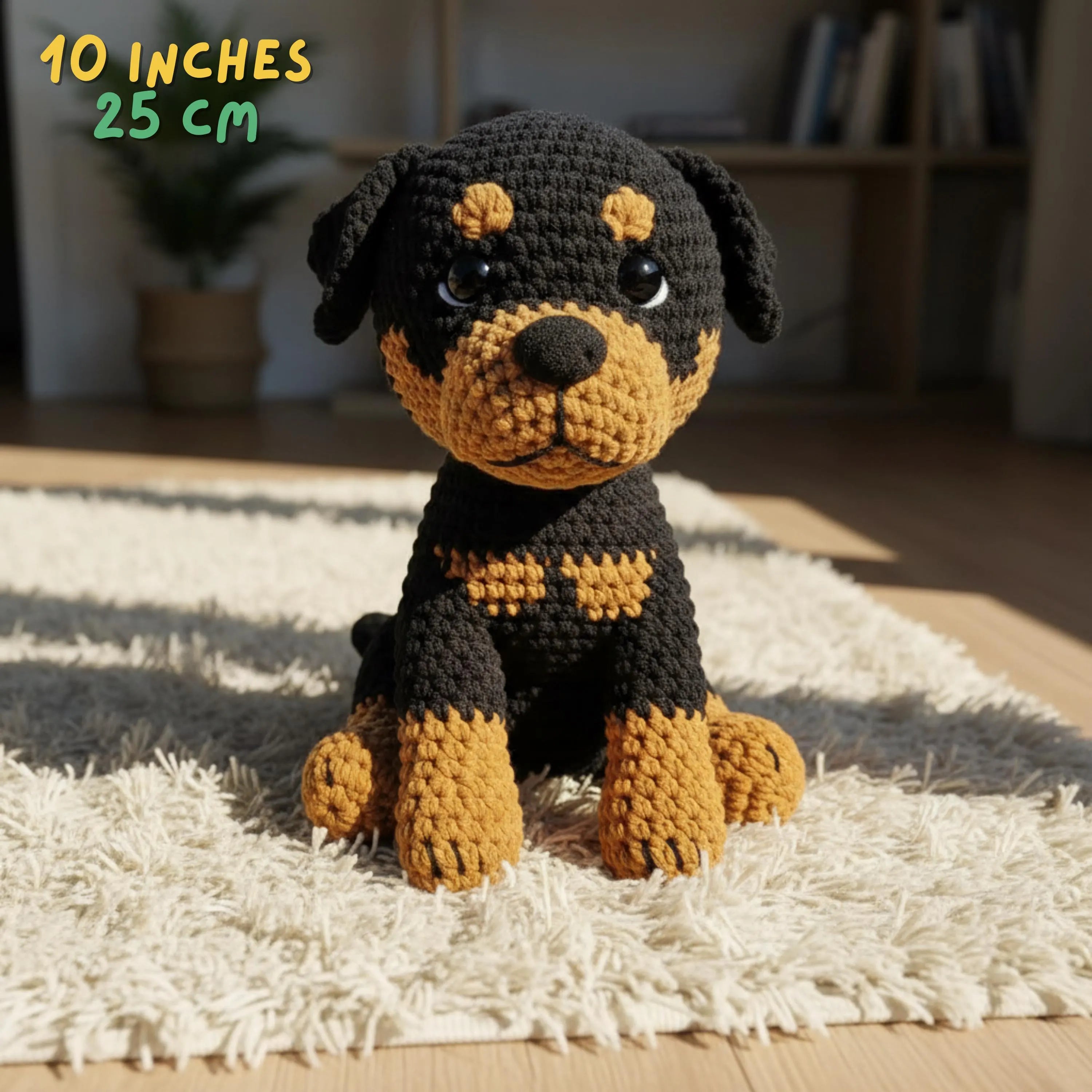 Rottweiler Crochet Pattern, Amigurumi Dog Toy (PDF Pattern