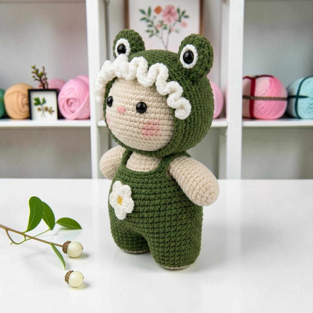 Frog Buddy Crochet Pattern PDF, Cute Frog Doll Amigurumi