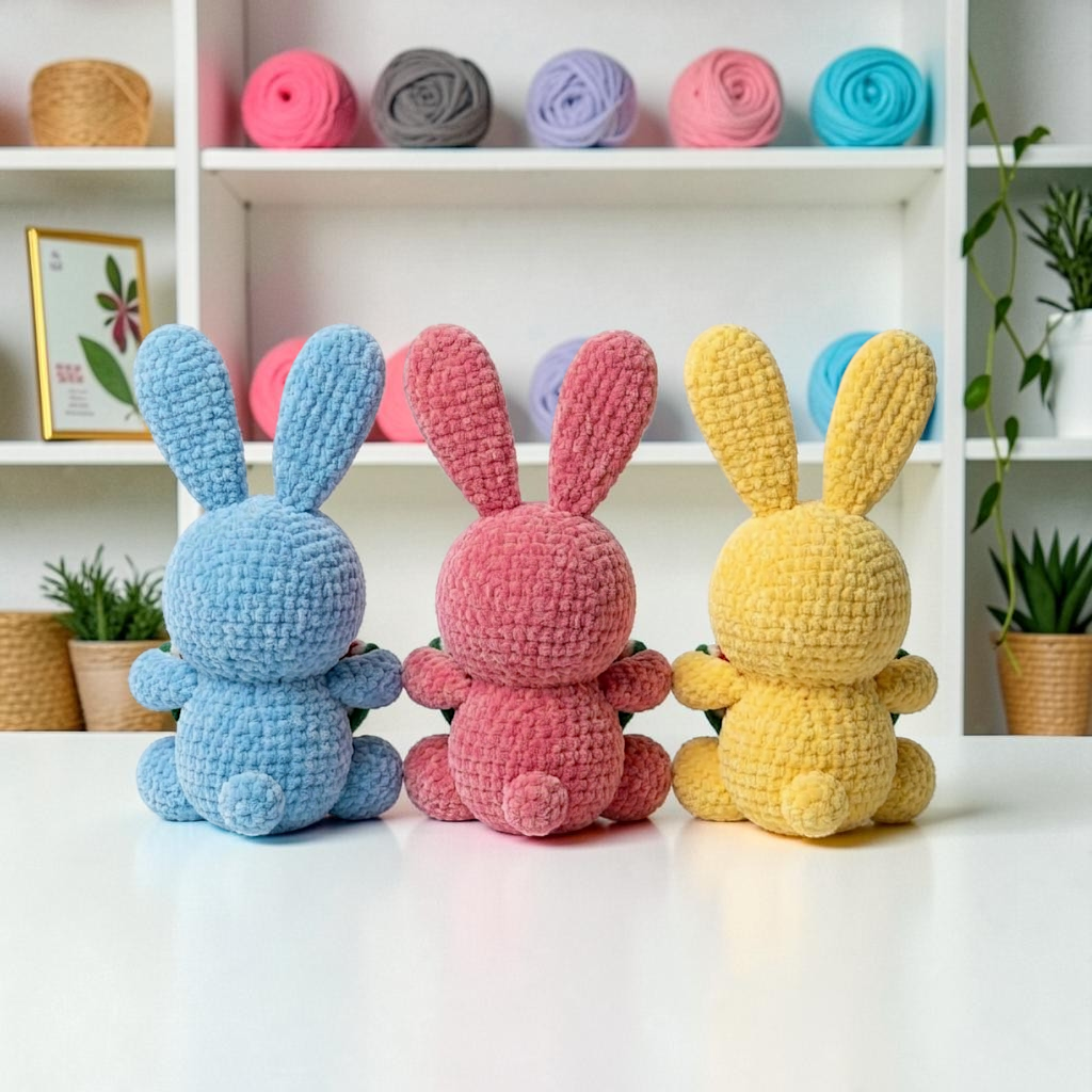 Watermelon Bunny Crochet Pattern PDF, Cute Bunny Amigurumi Pattern