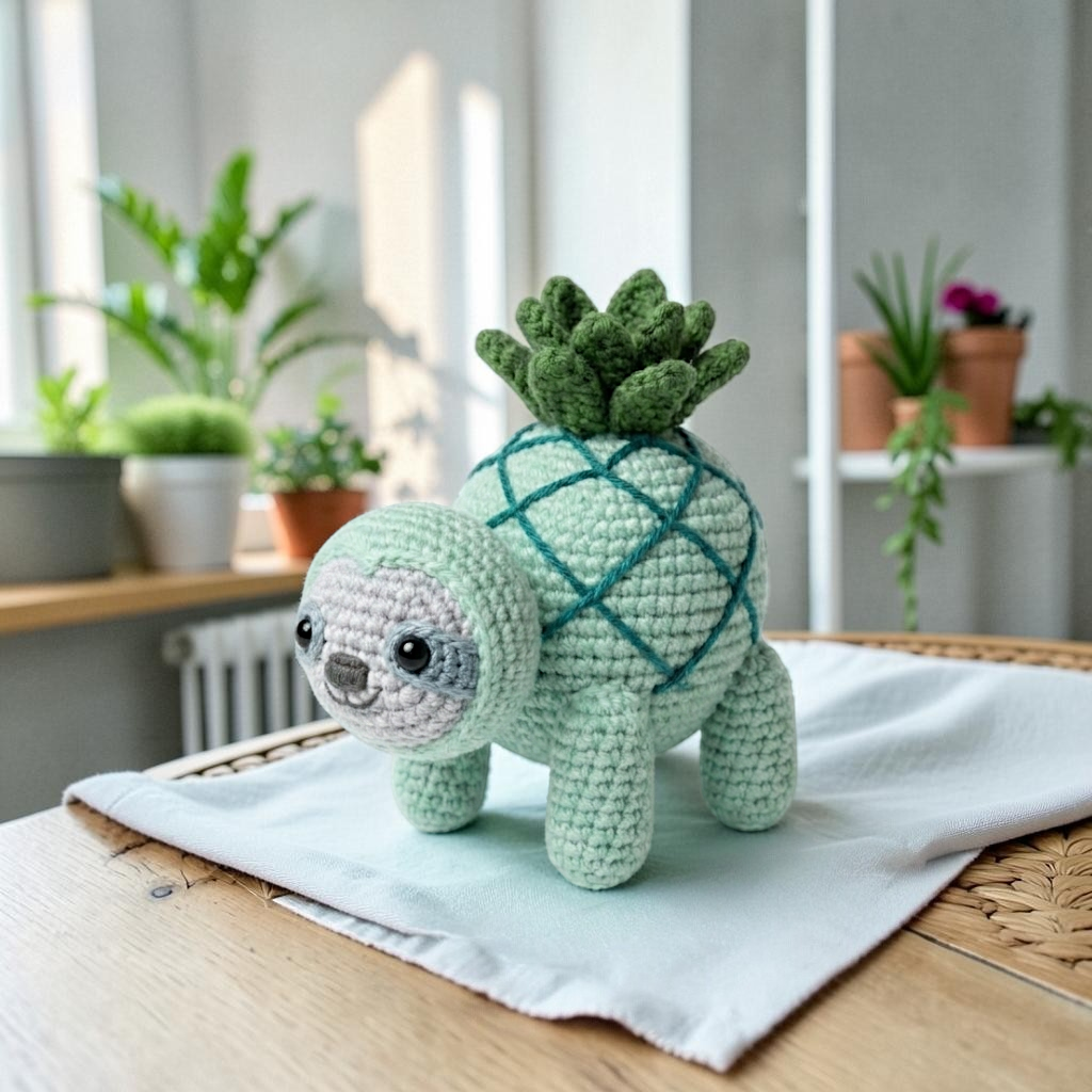 Pineapple Sloth Crochet Pattern PDF, Cute Sloth Amigurumi, Crochet Sloth Toy,