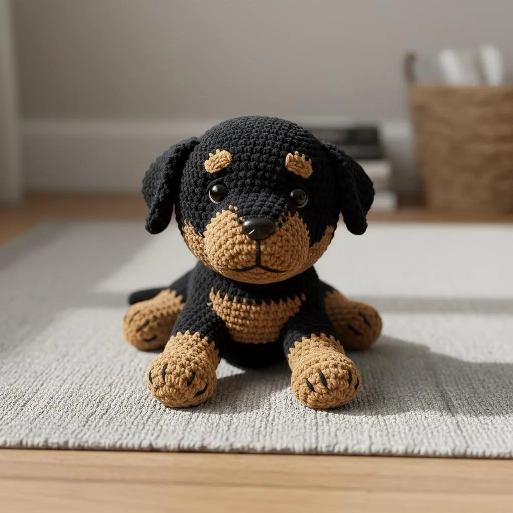 Rottweiler Dog Crochet Pattern, Beginner Friendly Amigurumi (PDF Pattern)