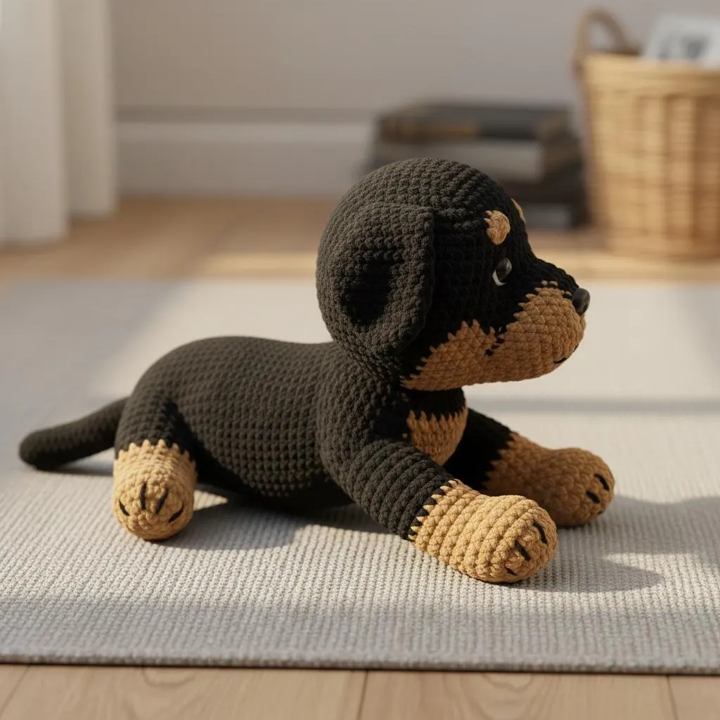 Rottweiler Dog Crochet Pattern, Beginner Friendly Amigurumi (PDF Pattern)
