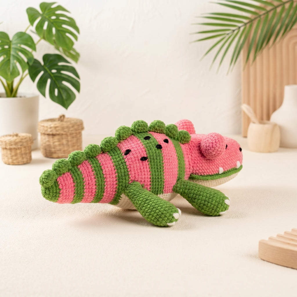 Watermelon Crocodile Crochet Pattern PDF, Cute Alligator Amigurumi