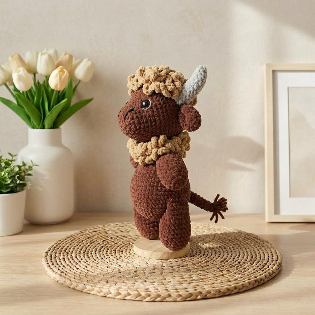 Rustic Highland Cow Crochet Pattern PDF, Cute Cow Amigurumi Pattern, Farm Animal Plush Tutorial