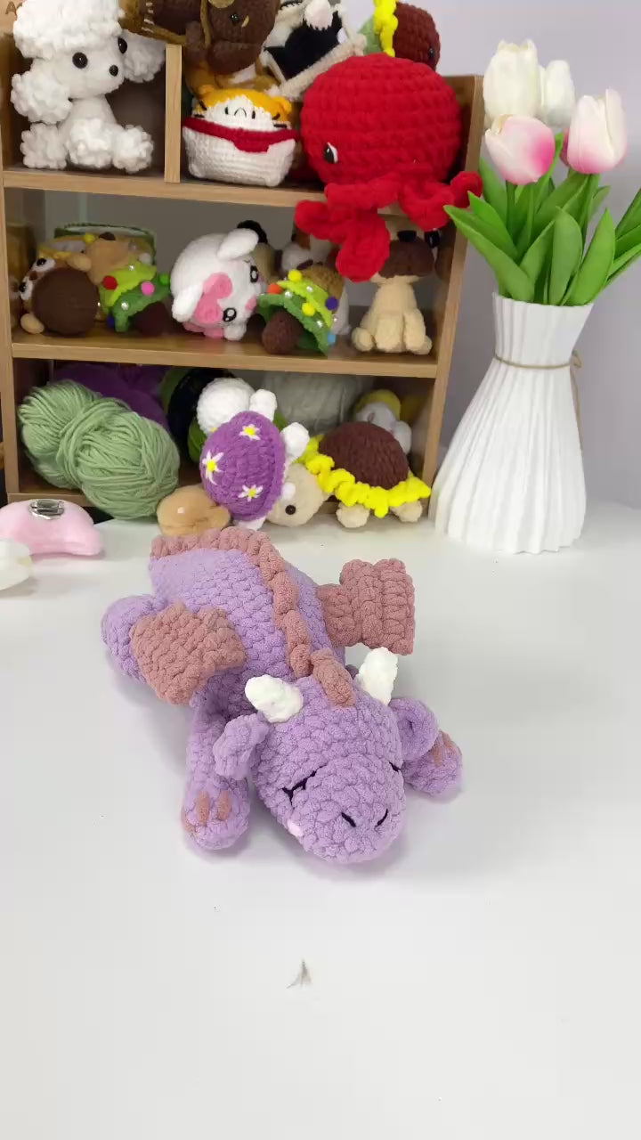 Dragon Amigurumi Crochet Pattern: Sleeping Plush Toy (PDF)