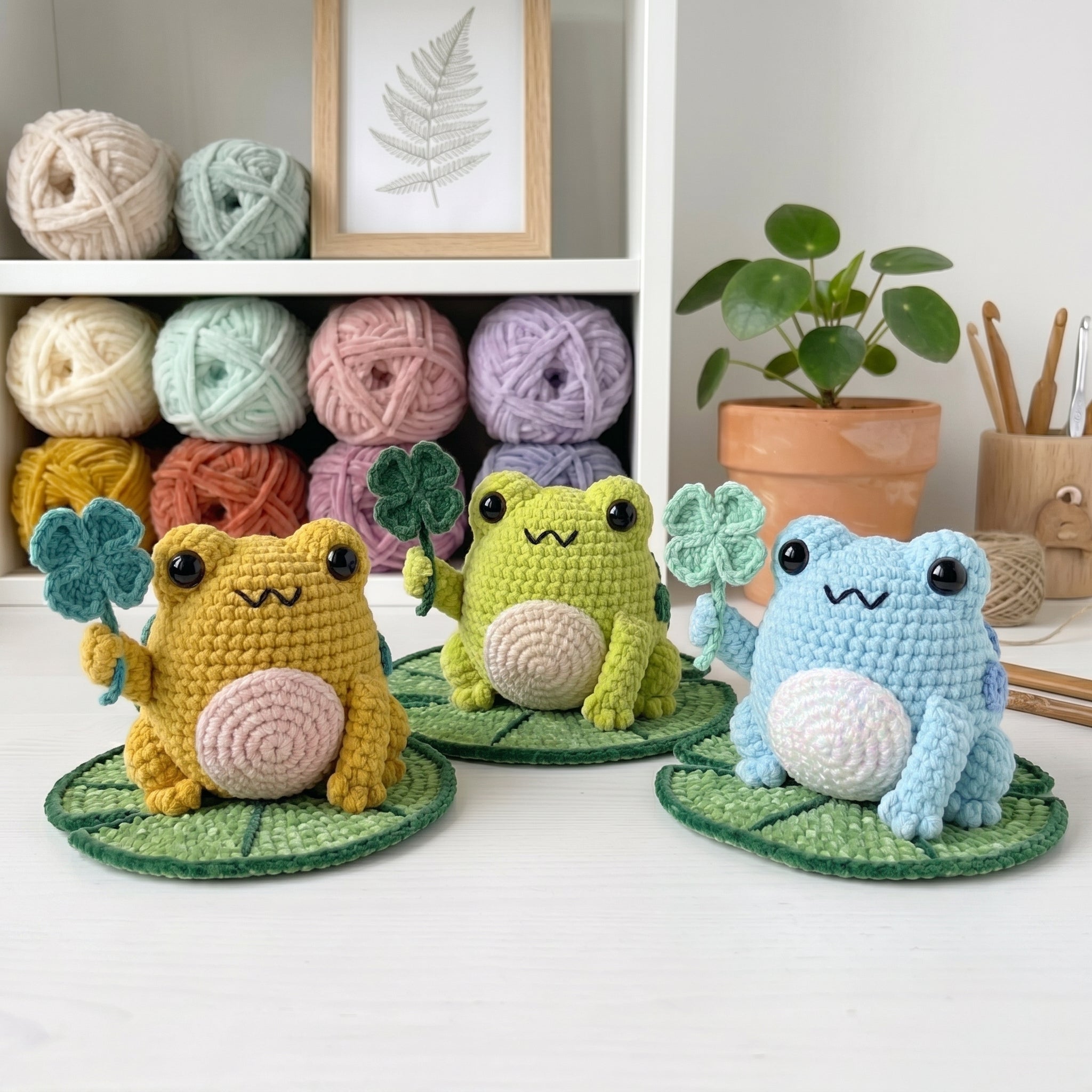 Crochet Frog Pattern, Lucky Frog Amigurumi Tutorial with Lily Pad