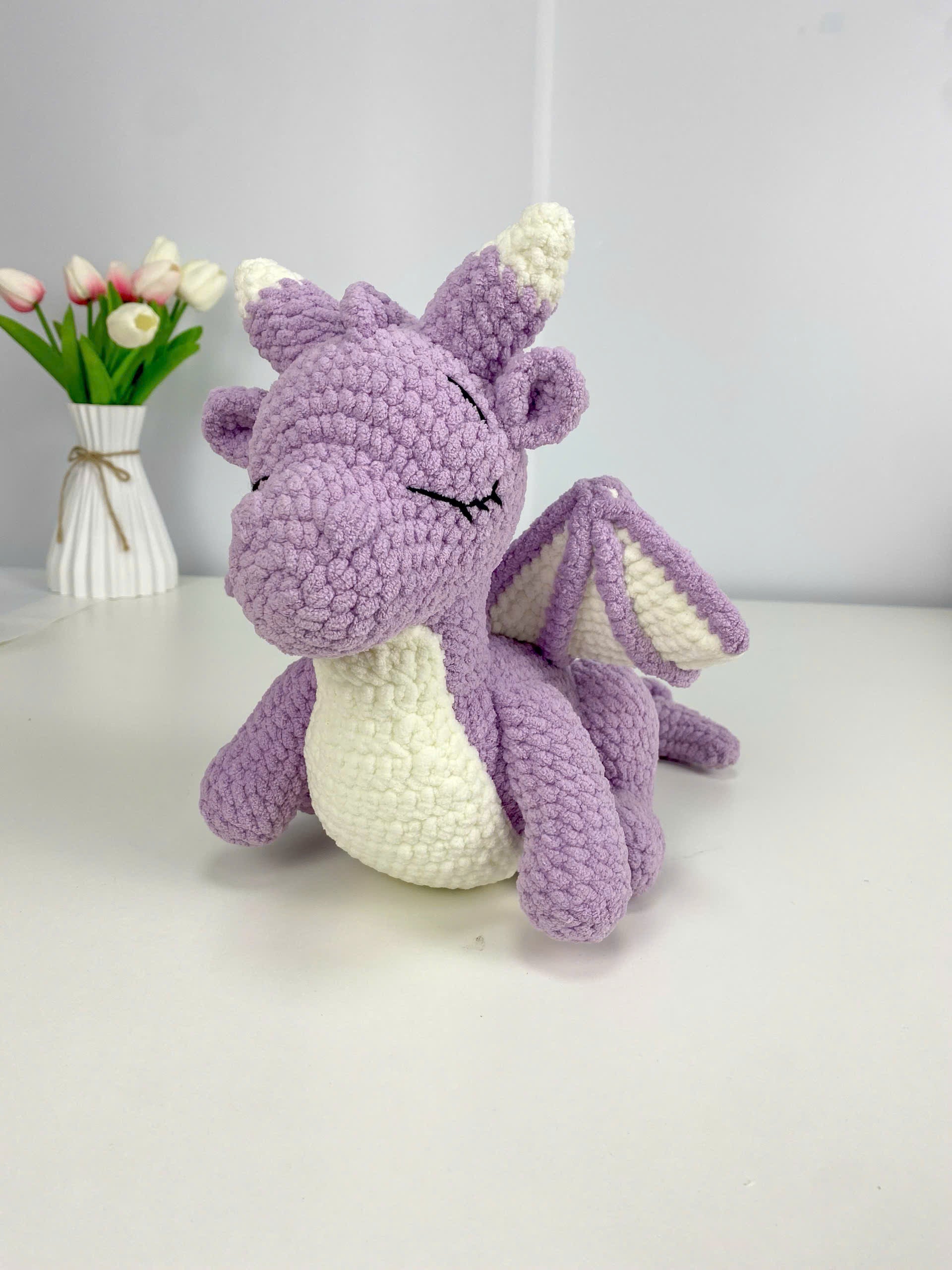 Purple Dragon Crochet Pattern: Amigurumi Plush Toy (PDF Digital Download)