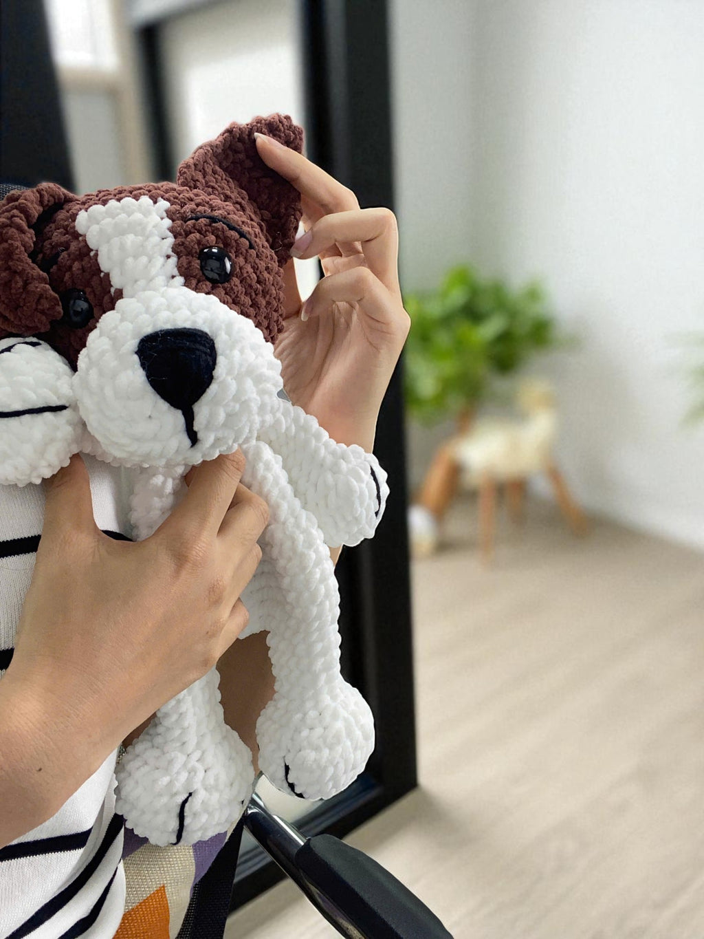 Jack Russell Dog Crochet Pattern: Amigurumi Snuggler Pillow (PDF Digital File)