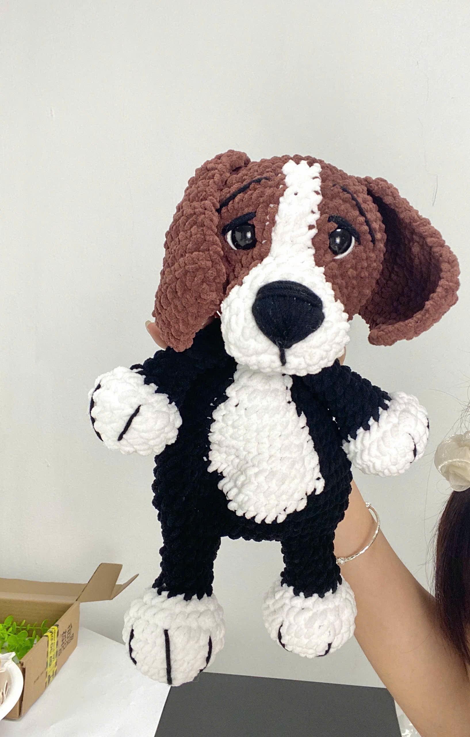 Beagle Dog Crochet Pattern: Amigurumi Snuggler Pillow Toy (PDF Digital File)