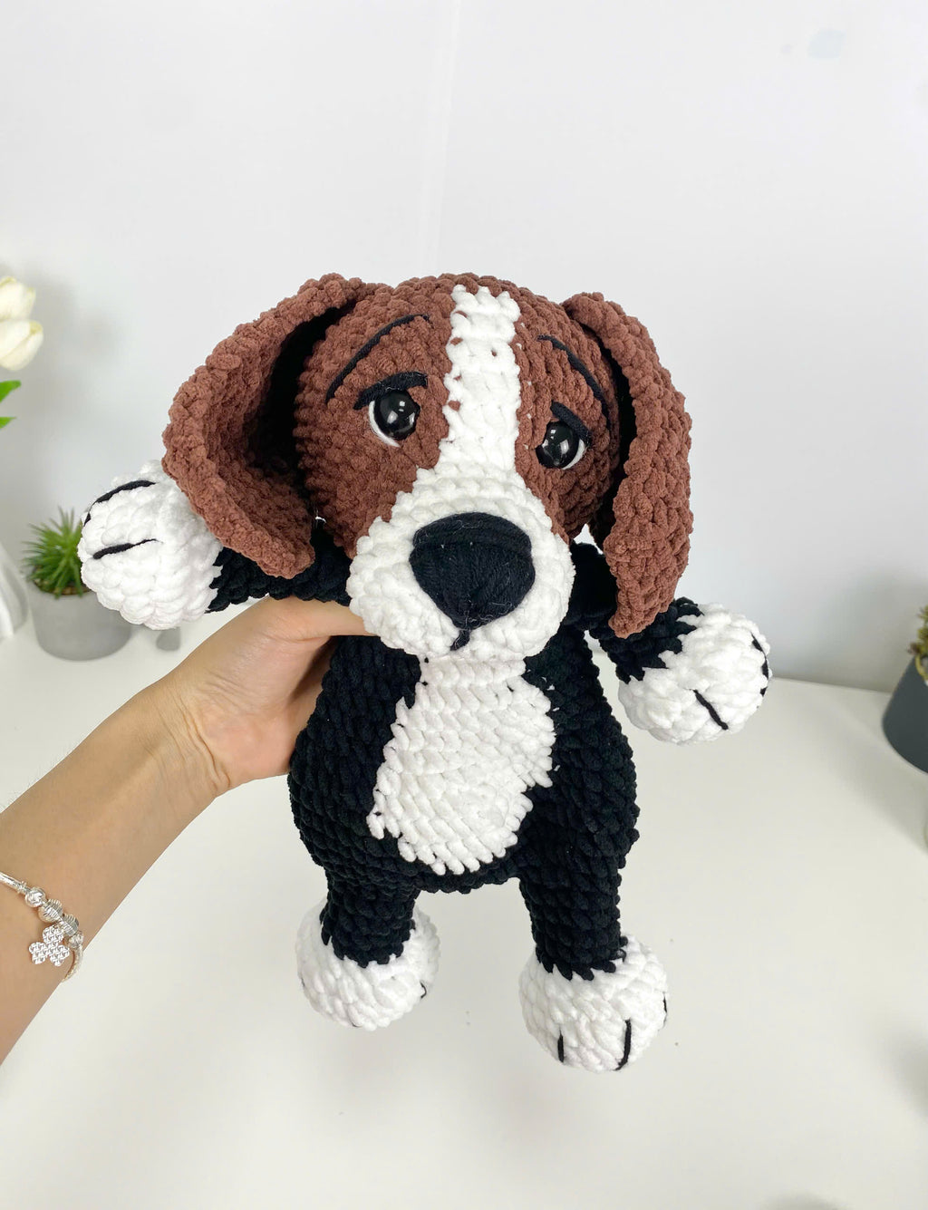 Beagle Dog Crochet Pattern: Amigurumi Snuggler Pillow Toy (PDF Digital File)