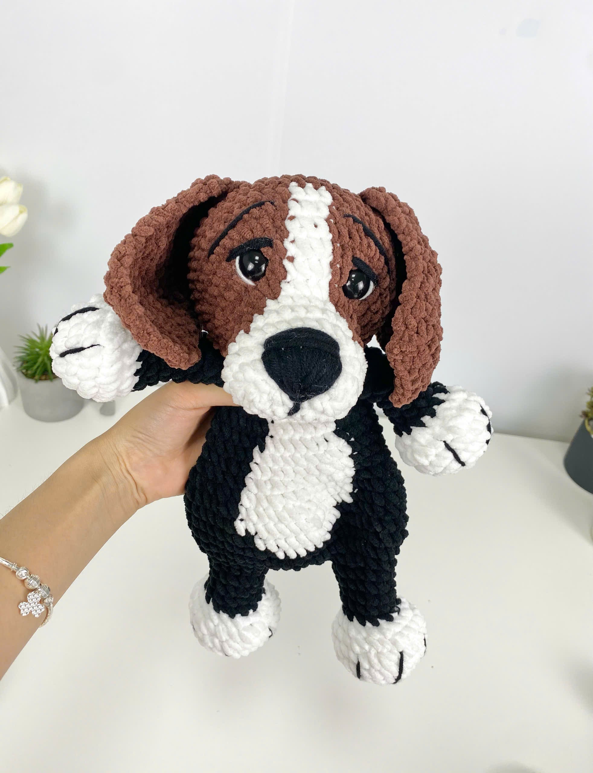 Beagle Dog Crochet Pattern: Amigurumi Snuggler Pillow Toy (PDF Digital File)