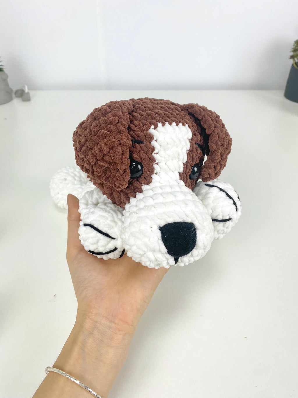 Jack Russell Dog Crochet Pattern: Amigurumi Snuggler Pillow (PDF Digital File)