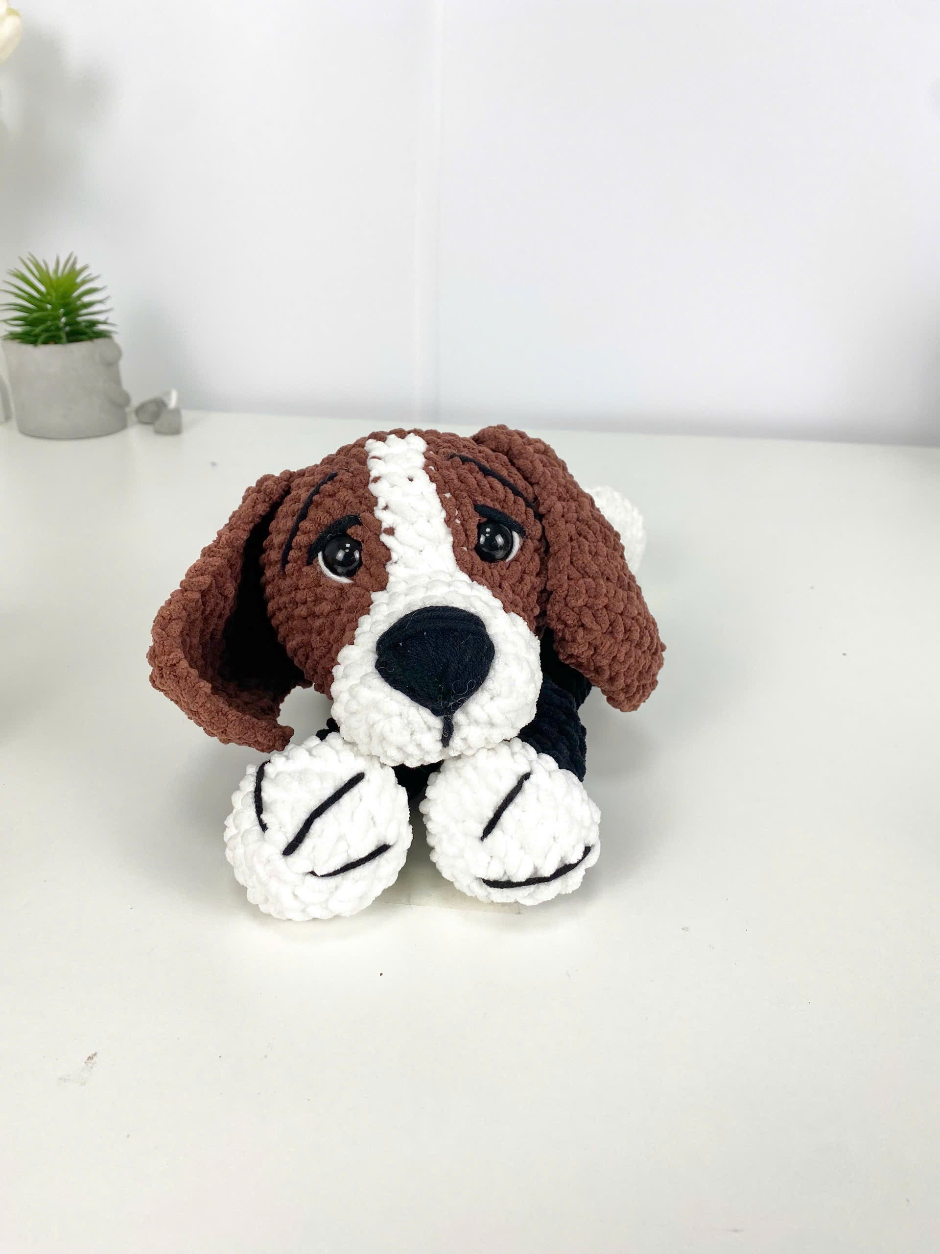 Beagle Dog Crochet Pattern: Amigurumi Snuggler Pillow Toy (PDF Digital File)
