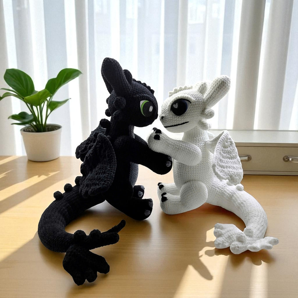 Toothless & Light Fury Crochet Pattern: Dragon Amigurumi Couple (PDF Pattern)