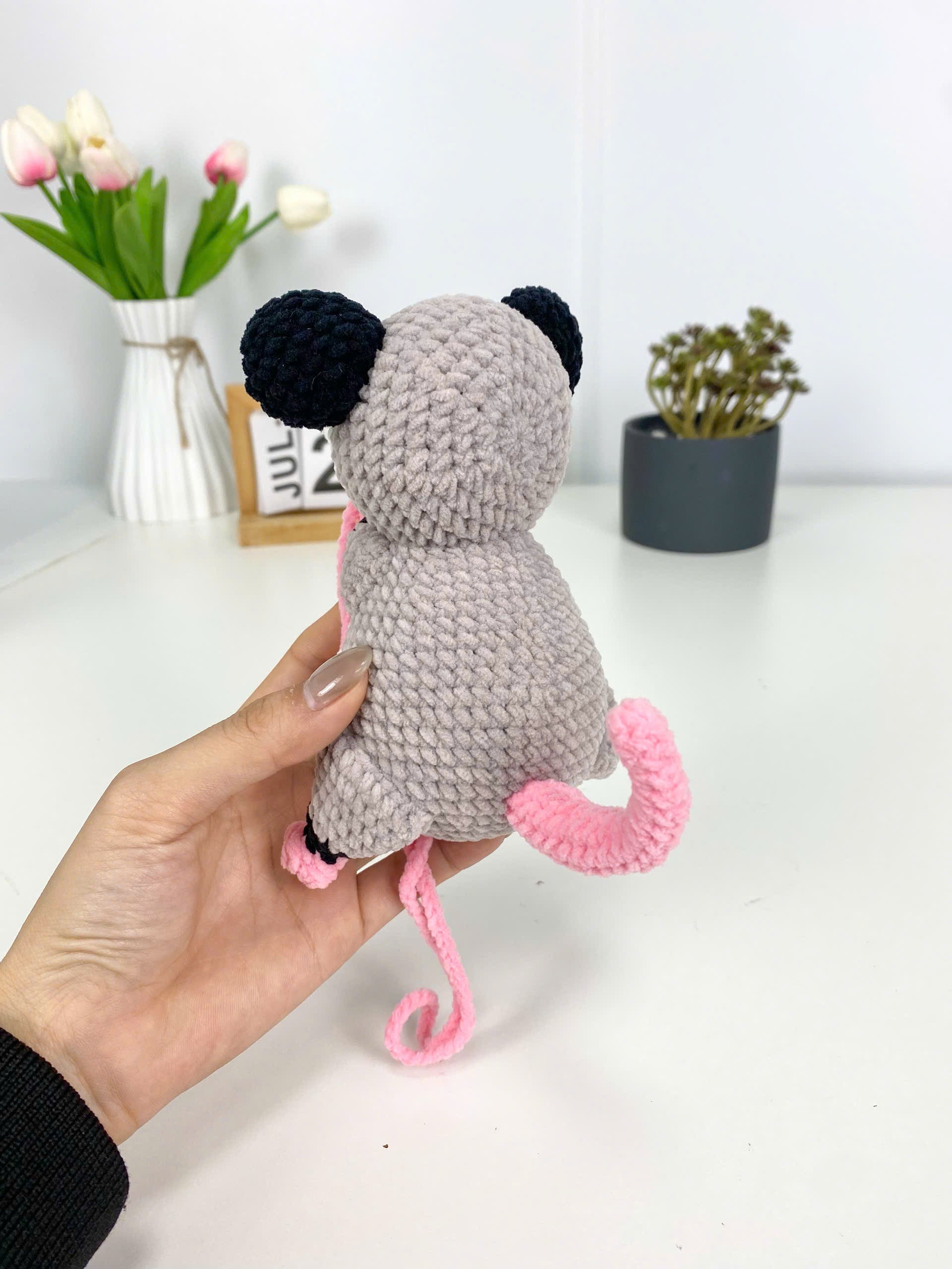 Mouse Car Charm Crochet Pattern, Hanging Amigurumi (PDF Pattern)