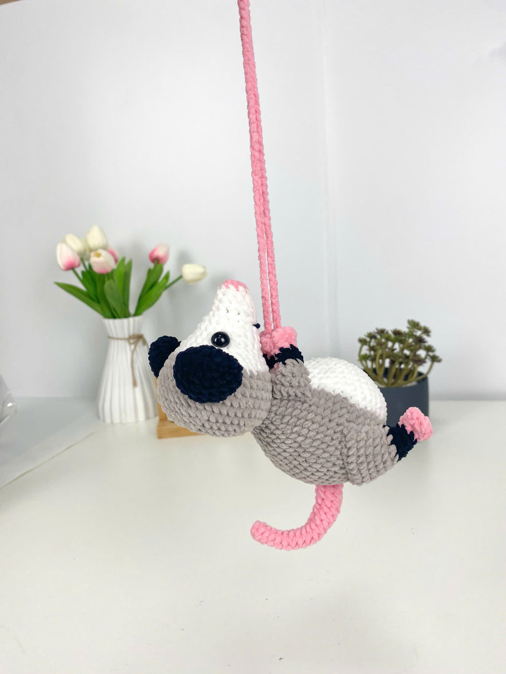 Mouse Car Charm Crochet Pattern, Hanging Amigurumi (PDF Pattern)