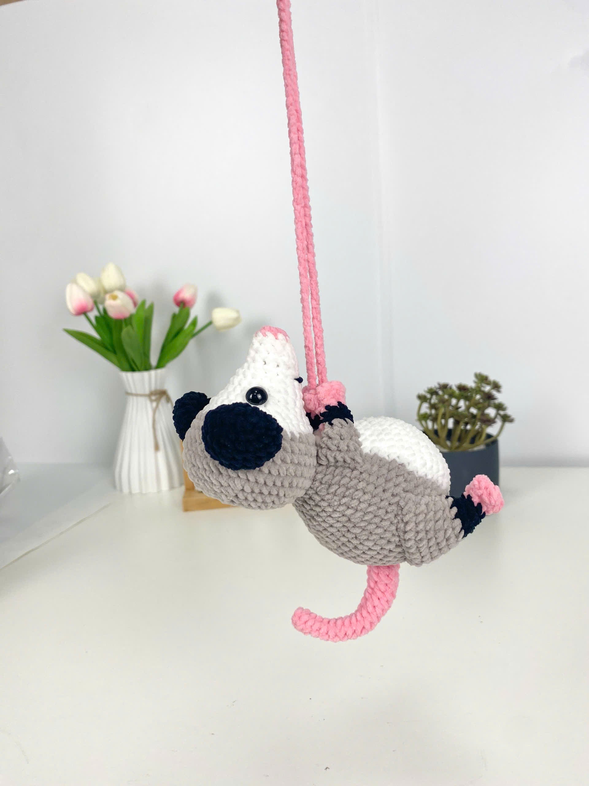 Mouse Car Charm Crochet Pattern, Hanging Amigurumi (PDF Pattern)