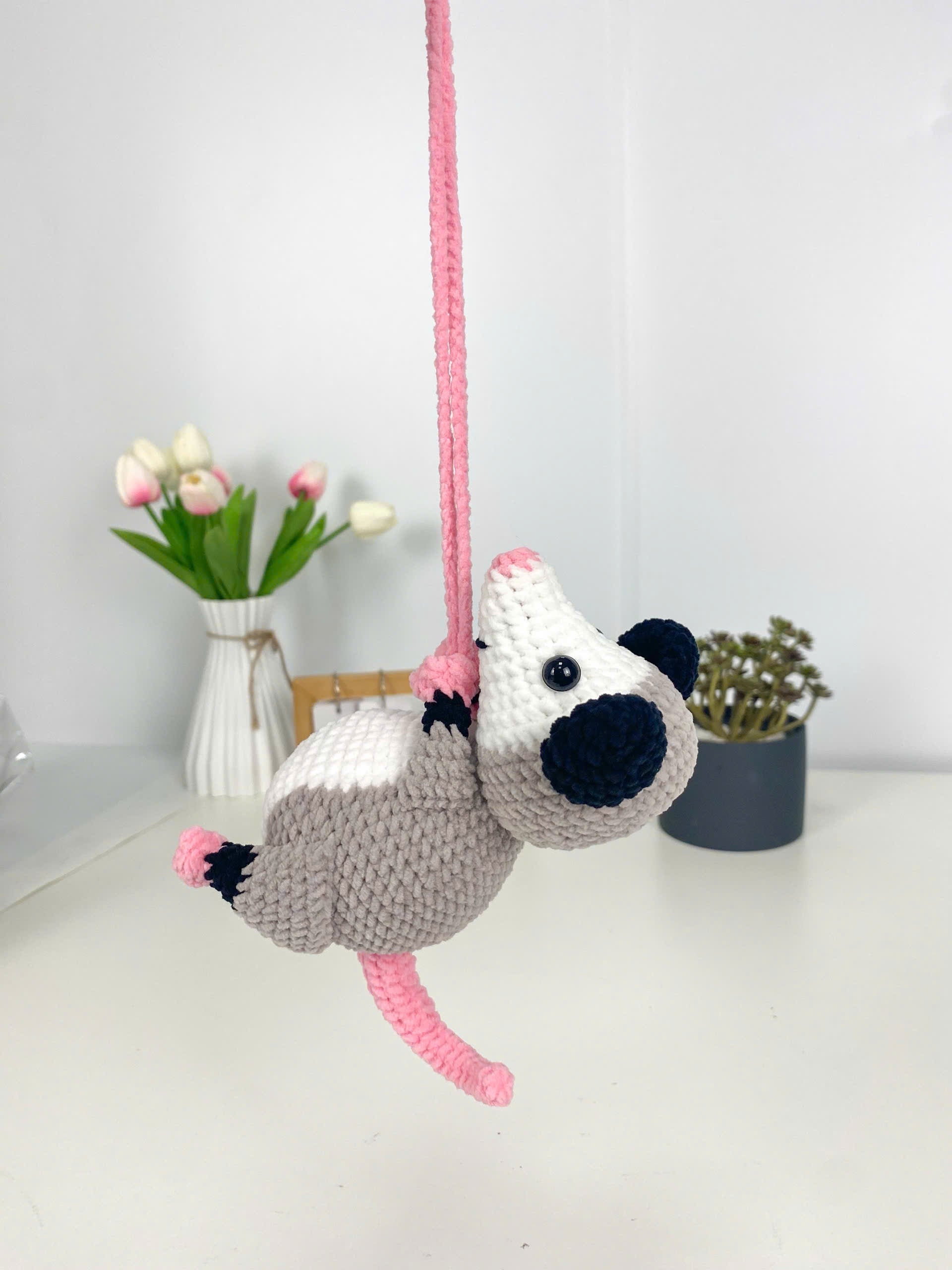 Mouse Car Charm Crochet Pattern, Hanging Amigurumi (PDF Pattern)